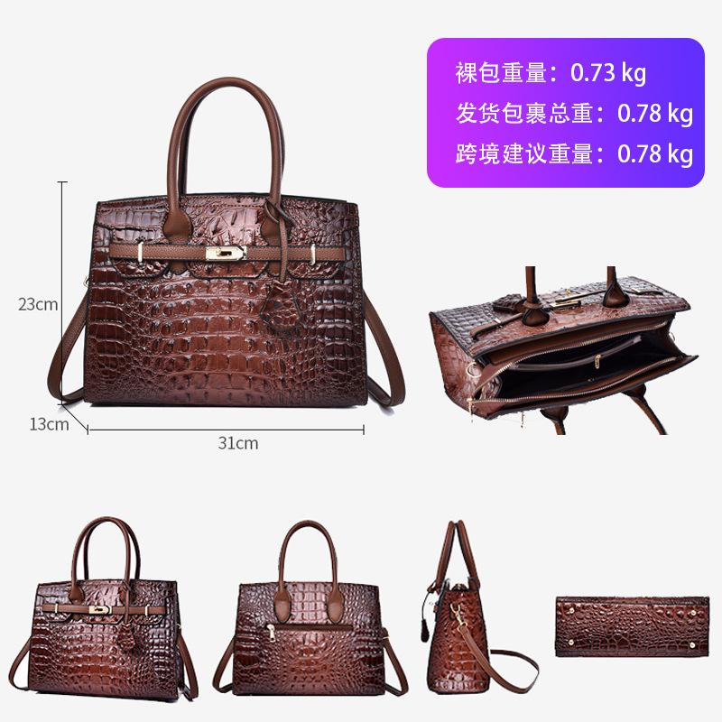 Retro Handtasche Damen neue großvolumige Krokodilmuster Tragetasche Platin Tasche Muttertasche Schulter Umhängetasche