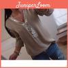Elegant And Versatile Ladies Plus Size Sequins V-neck Tops Blouse With Long Sleeves