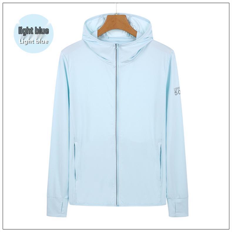 

Новая летняя дышащая худи из ледяного шелка для защиты от солнца - Легкая, тонкая, парная уличная куртка с солнцезащитным эффектом (Настраиваемый для печати) S светло-синий
