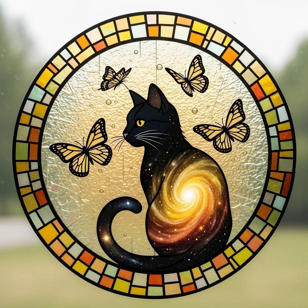 New Cat Painting Style Love Cats Pet Acrylic Maple Leaf Light Catcher, Celebration Home & Door Decor, Christmas & New Year Gifts