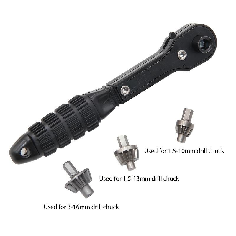 

Set of 4 H-Type 2-In-1 Drill Chuck Key Ratchet Wrenches Featuring 3 Gear Specifications, a Versatile Black Tool Designed for Adjusting Drill Chucks Black ratchet wrench + 3 sets of sockets
