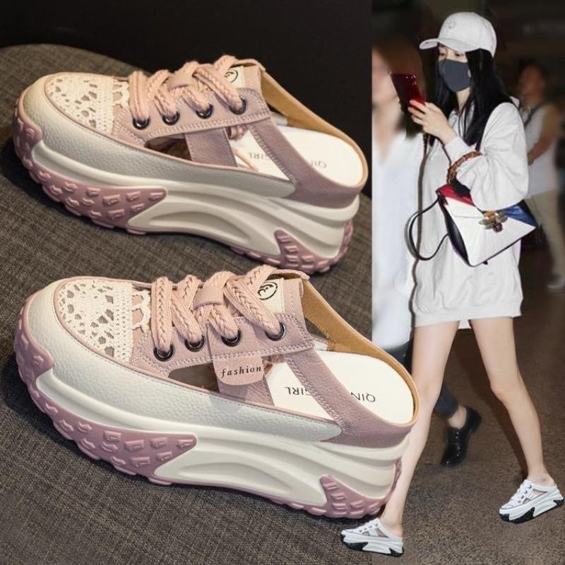 Fashion Womens Sandals 2025 Summer New Thick-Soled Heightening Casual Shoes Fashionable Versatile Bag Head Slippers Women