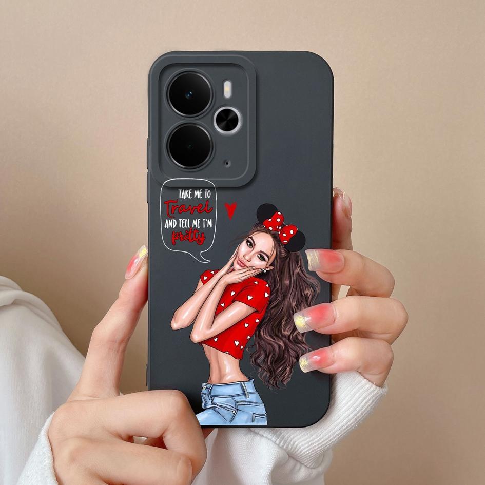 For Oppo Realme P3 C75x Narzo 10 30 60 A5 Pro 14 14T 14X Phone Cases Fashion Cool Girl High Quality Liquid Silicone Shockproof Housing For Oppo Covers