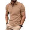 New Men's Casual POLO Shirt Ribbed Lapel Fashion Buttons Business Solid Colour Versatile T-shirt Tops