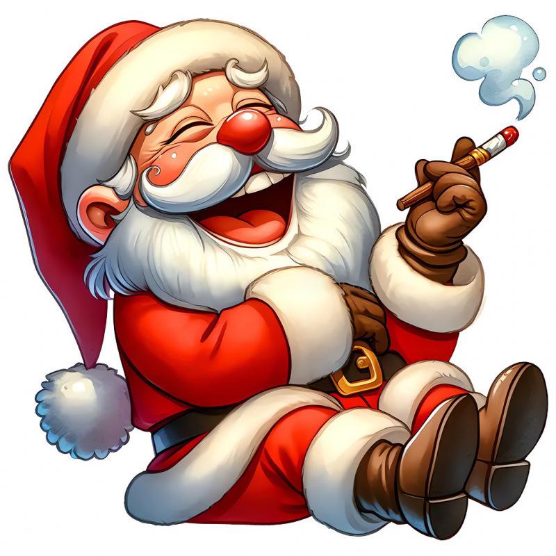 Creative Santa Claus Smoking Toilet Wall Sticker – Festive Flat Decoration