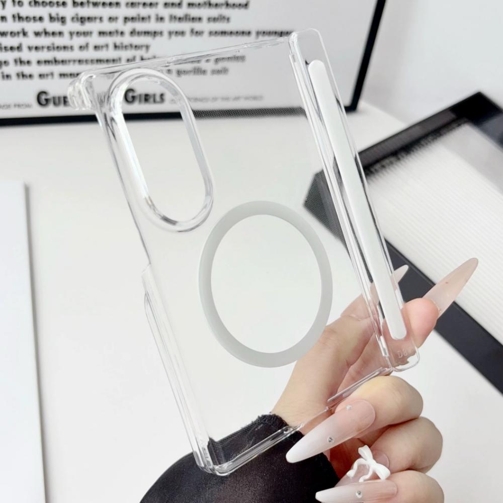 Thin Clear Magnetic For Magsafe Wireless Charge Case For Samsung Z Fold 8 7 6 5 Fold8 Ultra Dual Axles Hinge Protection Cover