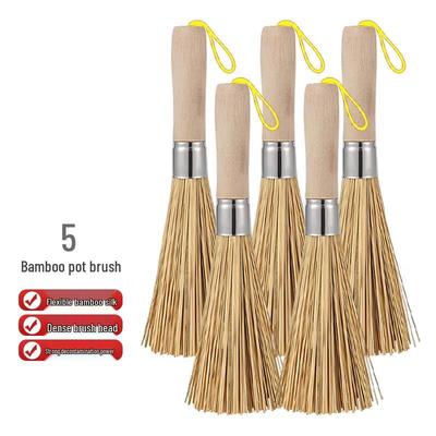 Yimeide Natürlicher Bambusholzgriff Küchenbürste - 5er Pack