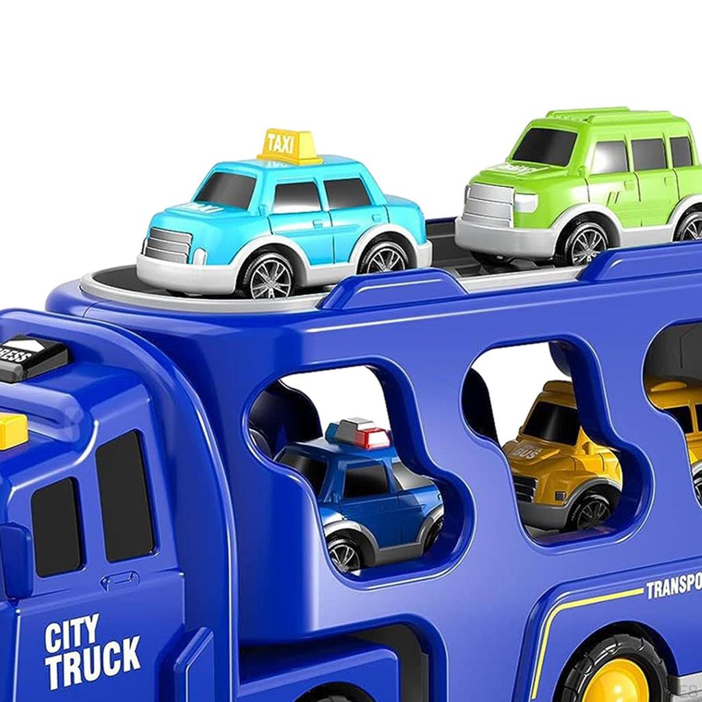 Fire Truck Car Toy 7 in 1 Carrier Transport Friction Power with Lights and Sounds for Age