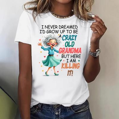 Sommer Damen Kurzarm SHEIN "Angenommen ich bin nur eine alte Dame" Humorvolles Damen-T-Shirt