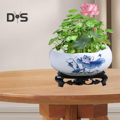 Vaso in ceramica per fiori di loto, di grande calibro, rotondo, non poroso, con smaltatura a flusso colorato, per narcisi, vaso per piante acquatiche, idroponica.
