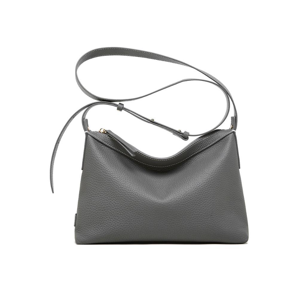 

Универсальная сумка через плечо для通勤, новая сумка под мышкой из коровьей кожи, текстурированная сумка-мессенджер серебряный серый