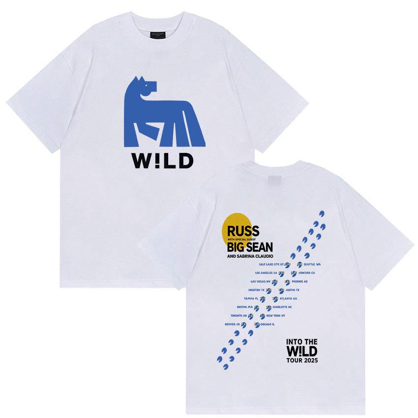 Russ Into The Wild Tour 2025 T-Shirt Herren Damen Vintage Hohe Qualität Mode T-Shirts Lässig Übergroß Baumwoll-T-shirt Streetwear