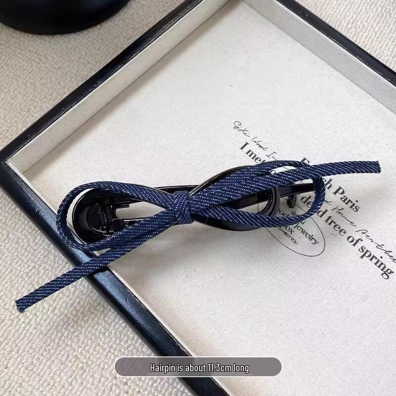 Damen Retro Denim Schleife Verdrehte Haarspange – Haaraccessoire im Stil 2025