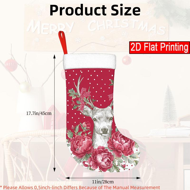 Christmas Decoration Fireplace Hanging Stocking() 1pc, Christmas Reindeer and - Christmas Stockings, Santa Cla