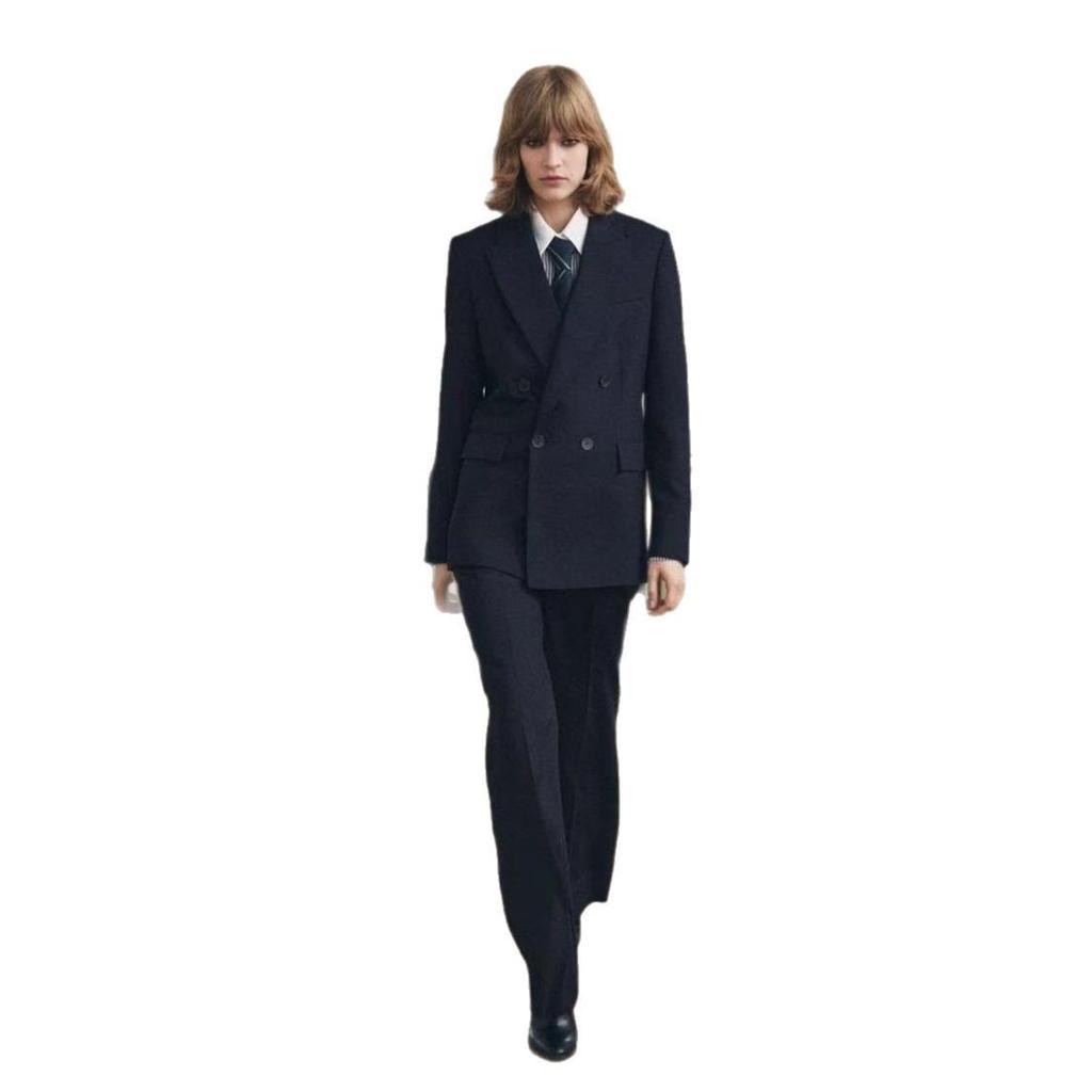 2025 Spring & Fall Women's French Double-Breasted Suit Jacket & Straight-Leg Pants Set