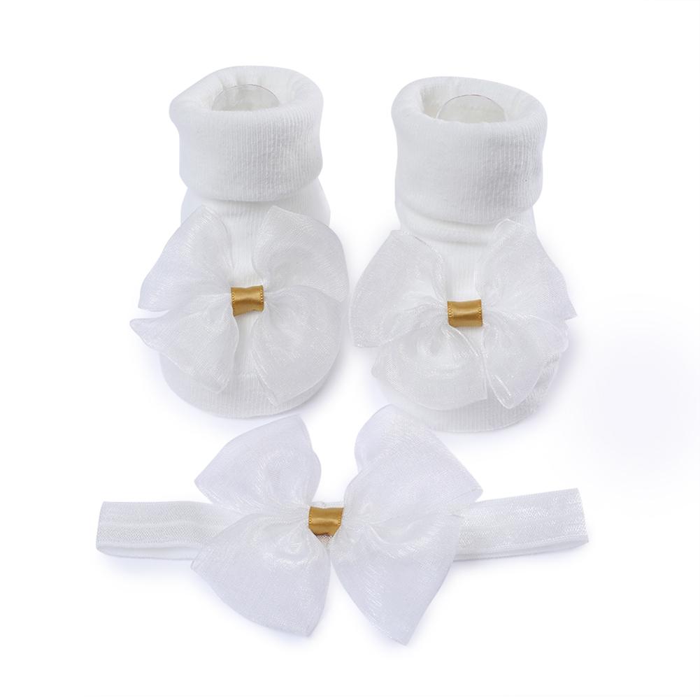 

Детские носки и повязки на голову, детские носки для девочек, милые марлевые носки с бантом, принцесса, 0-1 год M белый