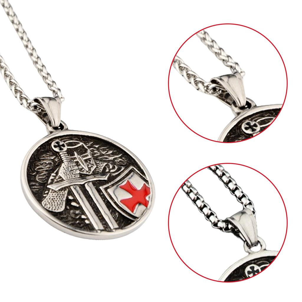 Vintage Knight Pendant Necklace Titanium Steel Amulet Jewelry Neck Jewelry Punk Chain Necklace Suitable for Men Present