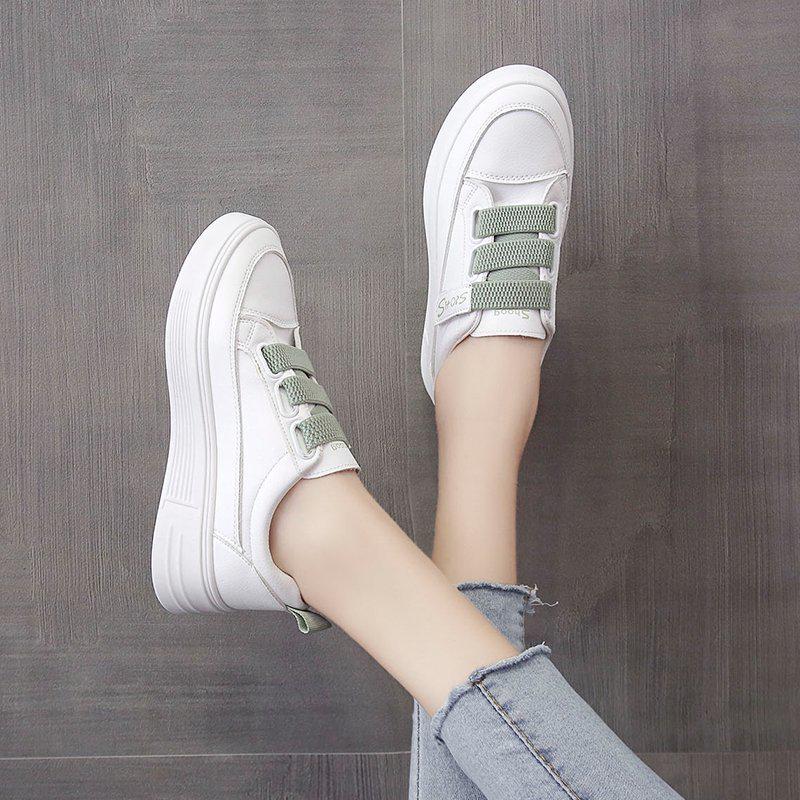 Весенние новые белые туфли женские кожаные на платформе с низким вырезом студенческие — фото 3