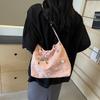 Stylish Korean Fashion Large Capacity Tote Bag For Women In Black Beige Pink Silver