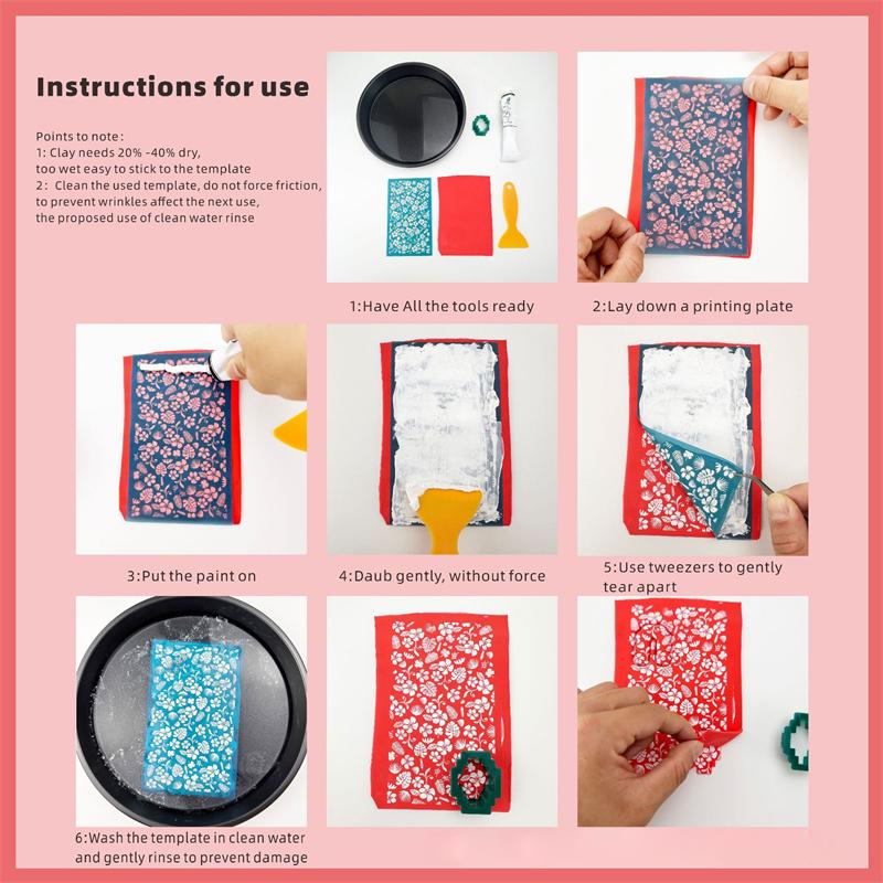 23 Styles Self-Adhesive Silk Screen Stencils for Polymer Clay Palm Leaves Reusable Mesh Transfer Printing Earring Jewelry Making