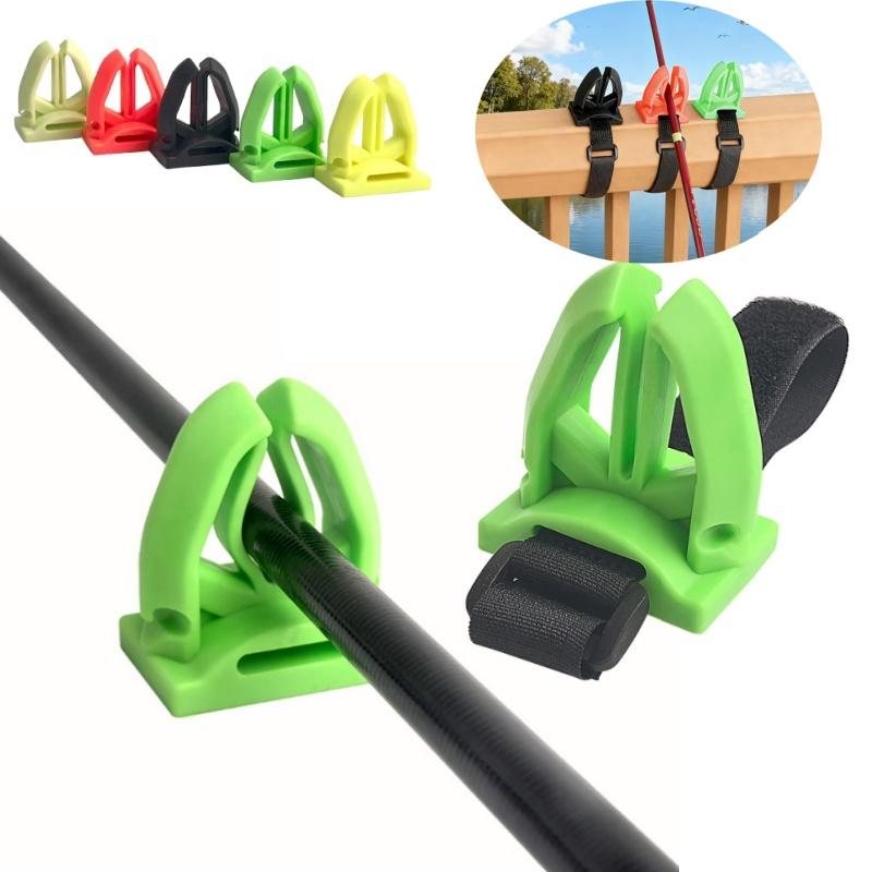 Portable Rubber Fishing Rod Holder for Various Fishing Pole Fastener Binding Clip Tight Fishing Accessories