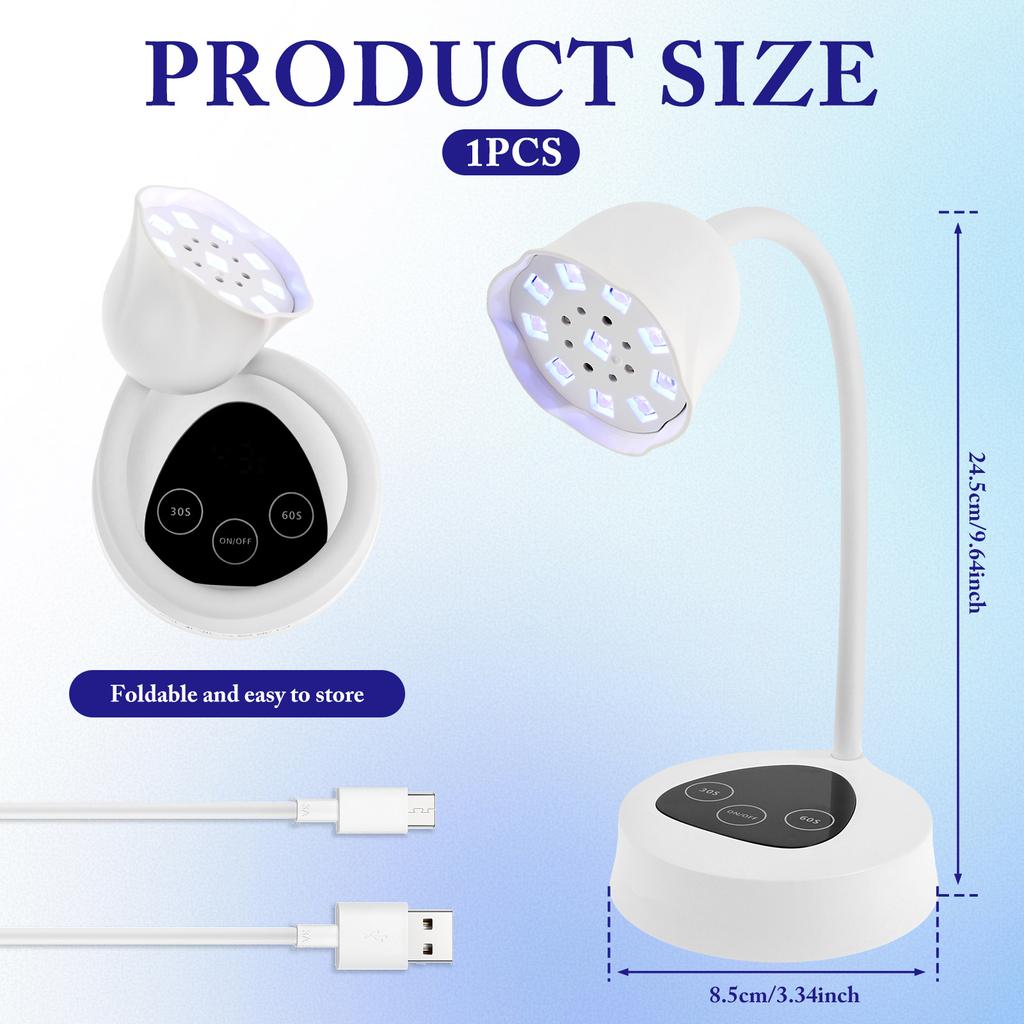 Nail LED UV Lamp for Drying Gel Nails Polish Fast Curing With 360° Adjustable Hose Arm Intelligent Sensor for Manicure Salon