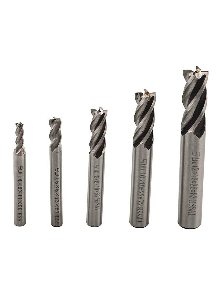 4 Flutes End Mill 4-12mm 5 Pcs/set CNC Drill High Speed Steel