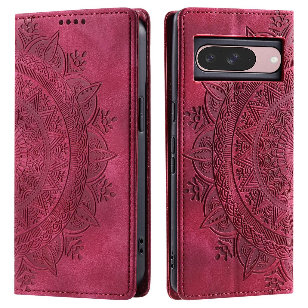 Style 010 For Google Pixel 9/9 Pro Case Mandala Pattern Magnetic Closing Leather Phone Cover