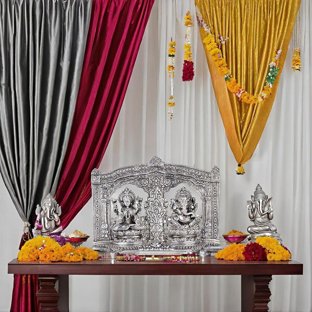 ®–Plated Laxmi Ganesh Idol- Gift for Diwali, Housewarming,Wedding- Home & Pooja Room Décor Silver