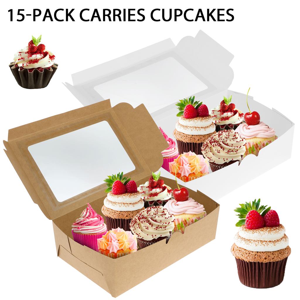 15/20 Pcs Christmas Gift Box Cupcake Boxes Container Chocolate Cake Muffin Gift Packing Bags Xmas Party Decoration New Year 2025