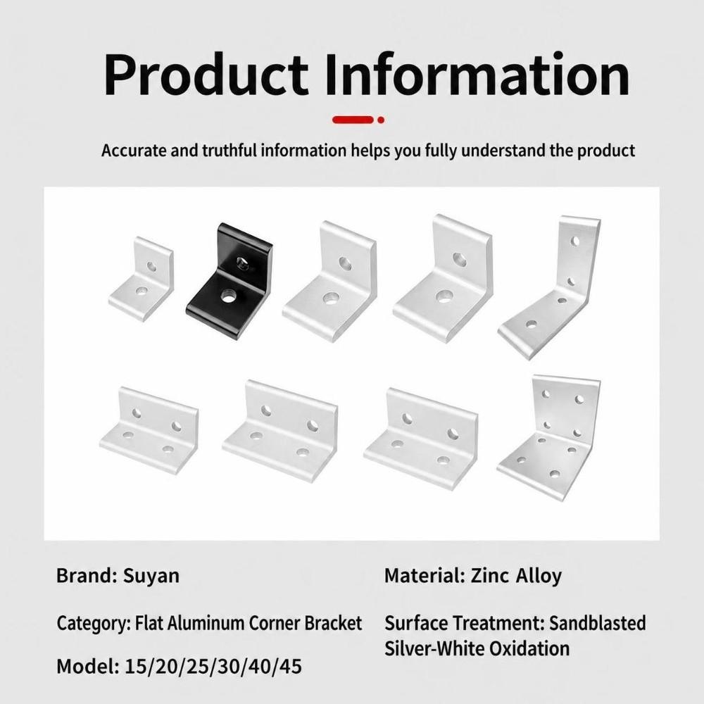 Flat Shape Aluminum Angle Bracket Solid Body Right Angle Bracket For Workbench Build