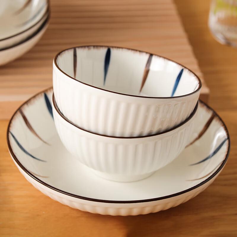 

ZISIZ Elegant Line Underglaze Ceramic Dinnerware Set, 8-Piece