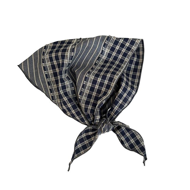 Triangular Small Scarf Scarf Women's New Literary Plaid High-end Neck Protection Headscarf Waist Silk Scarf Tie Headband