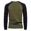 T-shirt da uomo 100% Cotone Manica Lunga Girocollo Patchwork Casual T-shirt per Uomo