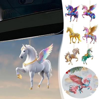 Horse Pendant 2D Acrylic Realistic Horse Decoration Christmas Ornament with Hanging Loop Equestrian Lovers Holiday Decor