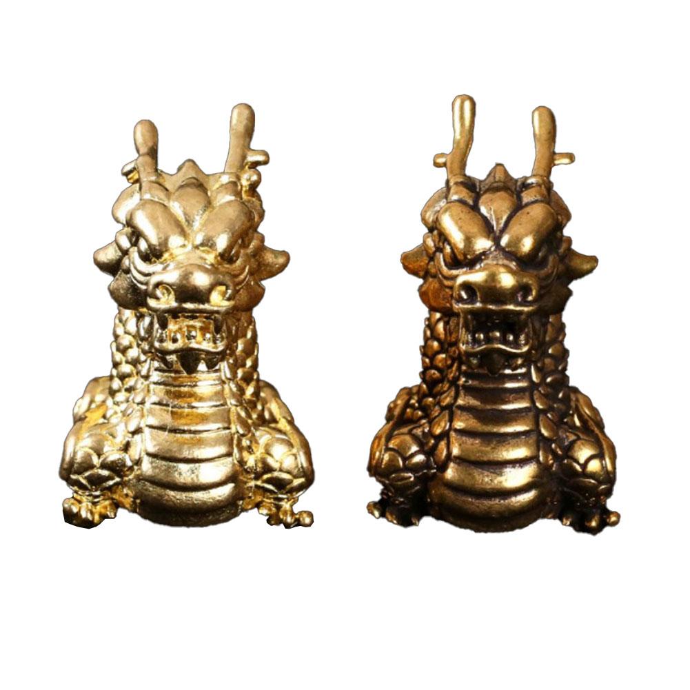 Brass Ornament Vintage Brass Delicately Crafted Desktop Dragon Hard Texture Home Crafts Desk Animal Decor 62*45mm