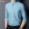 Hengyuanxiang Men's Casual Cotton Stand-up Collar Long-Sleeve Shirt