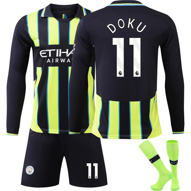2425 Manchester City Away Shirt No. 9 Harland 17 De Braunet Long-sleeved Football Set Training Clothes
