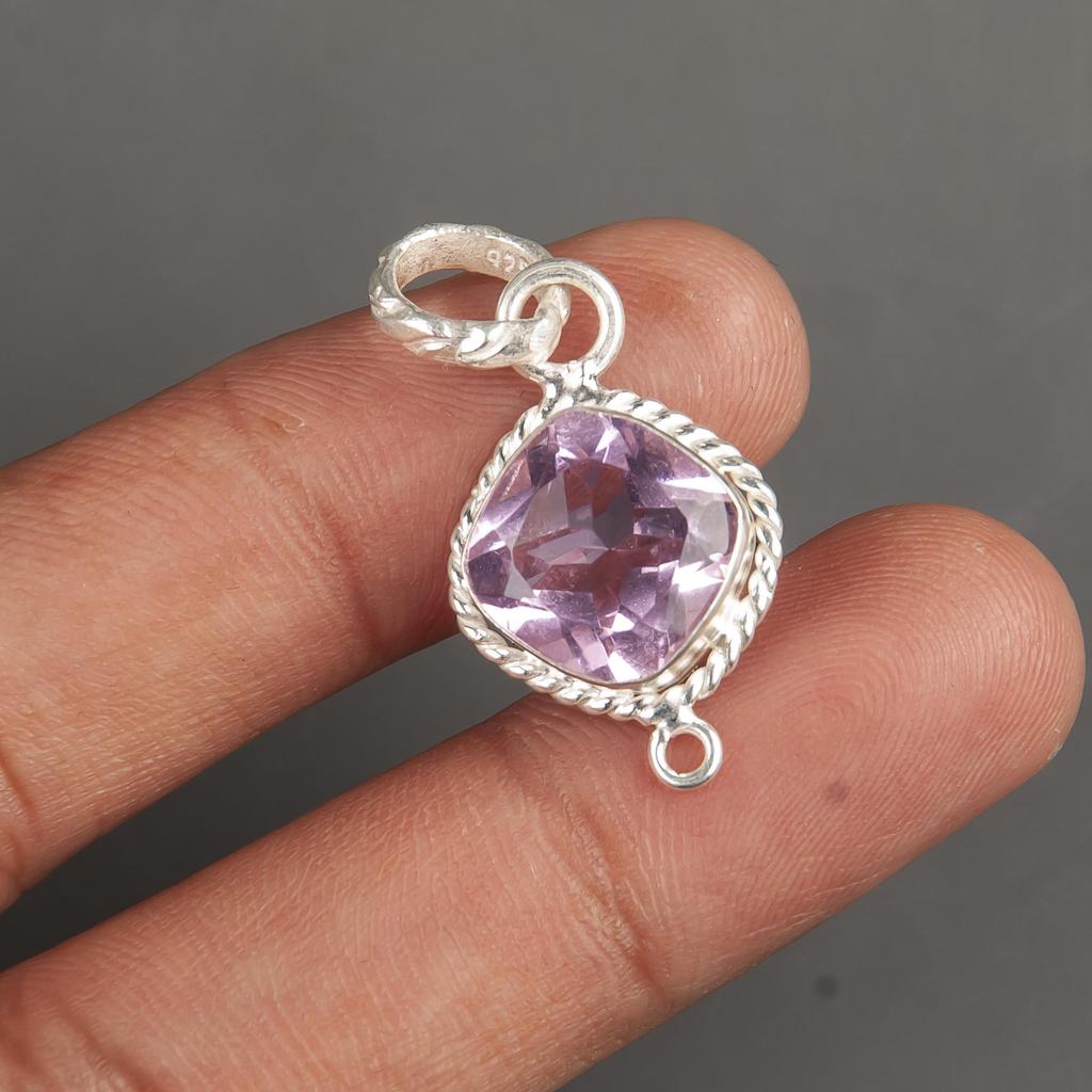 Morganit Edelstein handgefertigt massives 925 Sterling Silber Anhänger Schmuck für Memorial Day