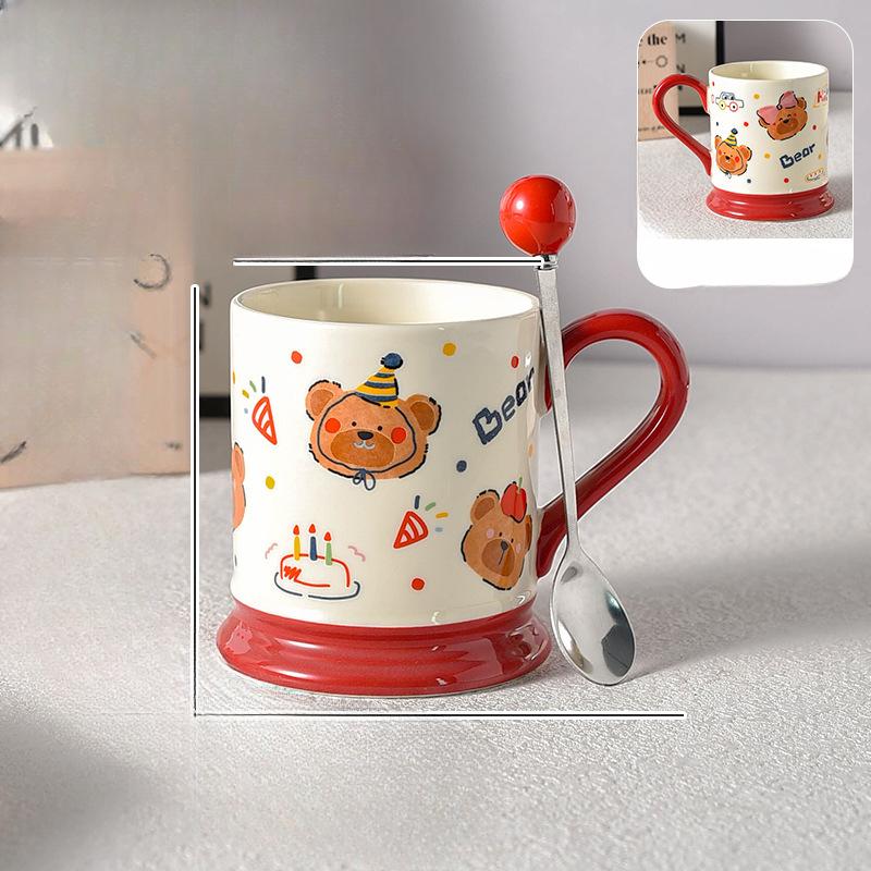 

Кружка для заваривания, чашка для питьевой воды, женская кружка с высоким дизайном, милая и легкая, чашка для завтрака, еды, со ложкой, керамическая, подарок на день рождения 400ml