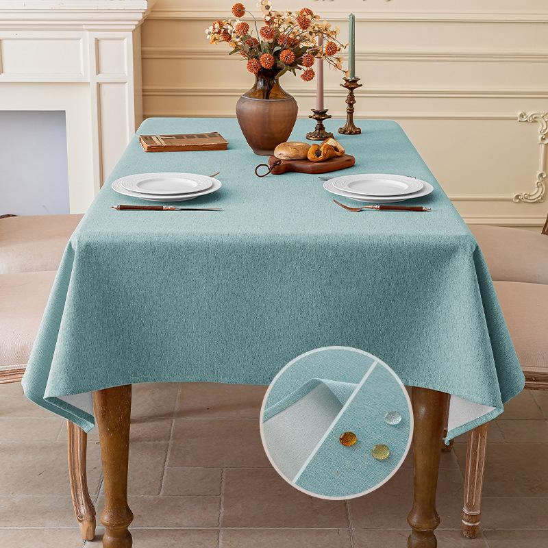 Cotton and Linen Three-proof Tablecloth Waterproof and Dustproof Solid Color Rectangular Tablecloth Coffee Dining Table Cloth