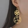 Dawapara Wheel of Hecate Pentagram Earrings Sigil of Lilith Moon Goddess Pentacle Symbol Stainless Steel Earrings Wiccan Jewelry