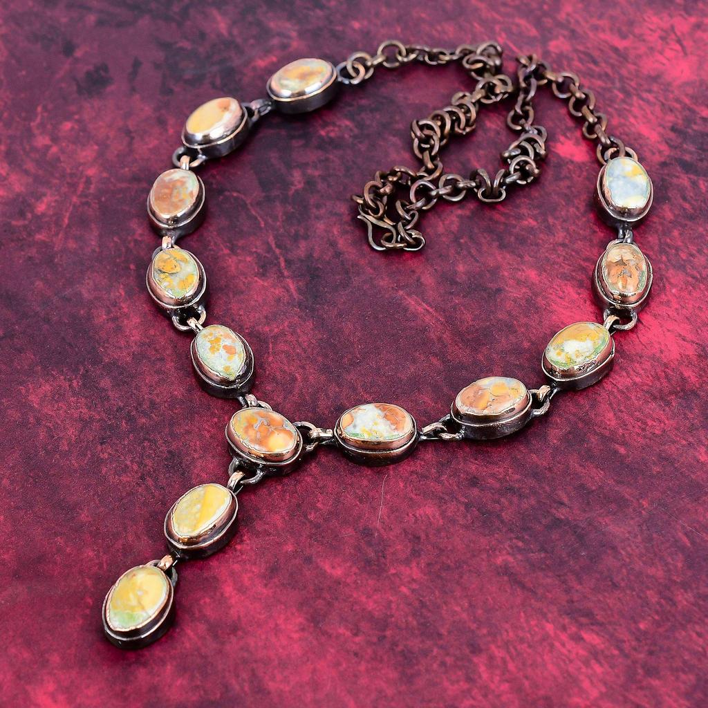 Maligano Jasper Necklace Adjustable Necklace Electroformed Copper Gemstone Jewelry