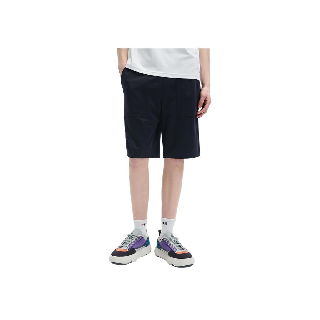 Fila Letter Lace-Up Mid-Waist Straight Loose Cargo Shorts Men Shorts Black F51M429805A-BK