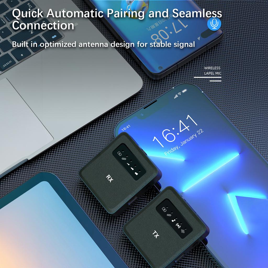 2.4G Wireless Collar Clip Microphone Clip on Microphone Mic Transmitter and Receiver with Clip Portable Rechargeable