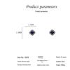 Korean Fashion Blue Crystal Square Stud Earrings for Women - S925 Sterling Silver