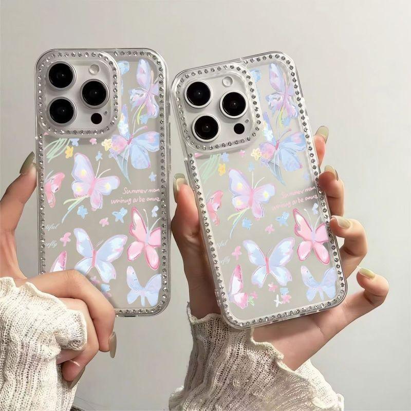 Translucent flash drill is suitable for Apple 16promax mobile phone case transparent soft case iPhone14 large hole 15/11/xs