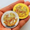 Chinese Qilin animal gold coins, painted commemorative medals, Hundred Blessings gold coins, coins, decorative commemorative coins
