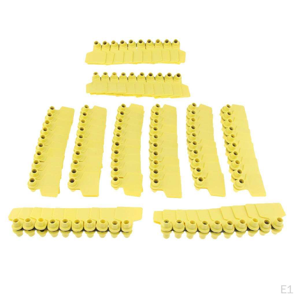 100 Pcs Blank Ear Tag for Pigs Cow Cattle Livestock, TPU, No Harm, Yellow