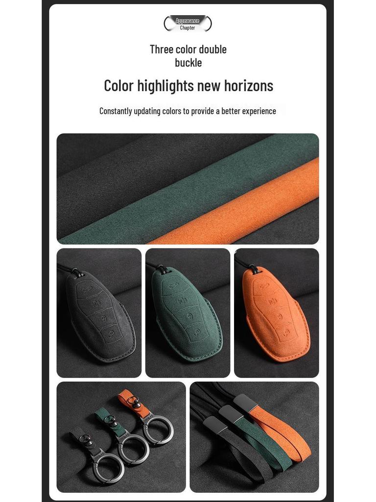 Car Key Case for Hongqi Models: H6, HS5, H5, H9, EH7, HS3, HQ9 - Interior Flocking with Buckle